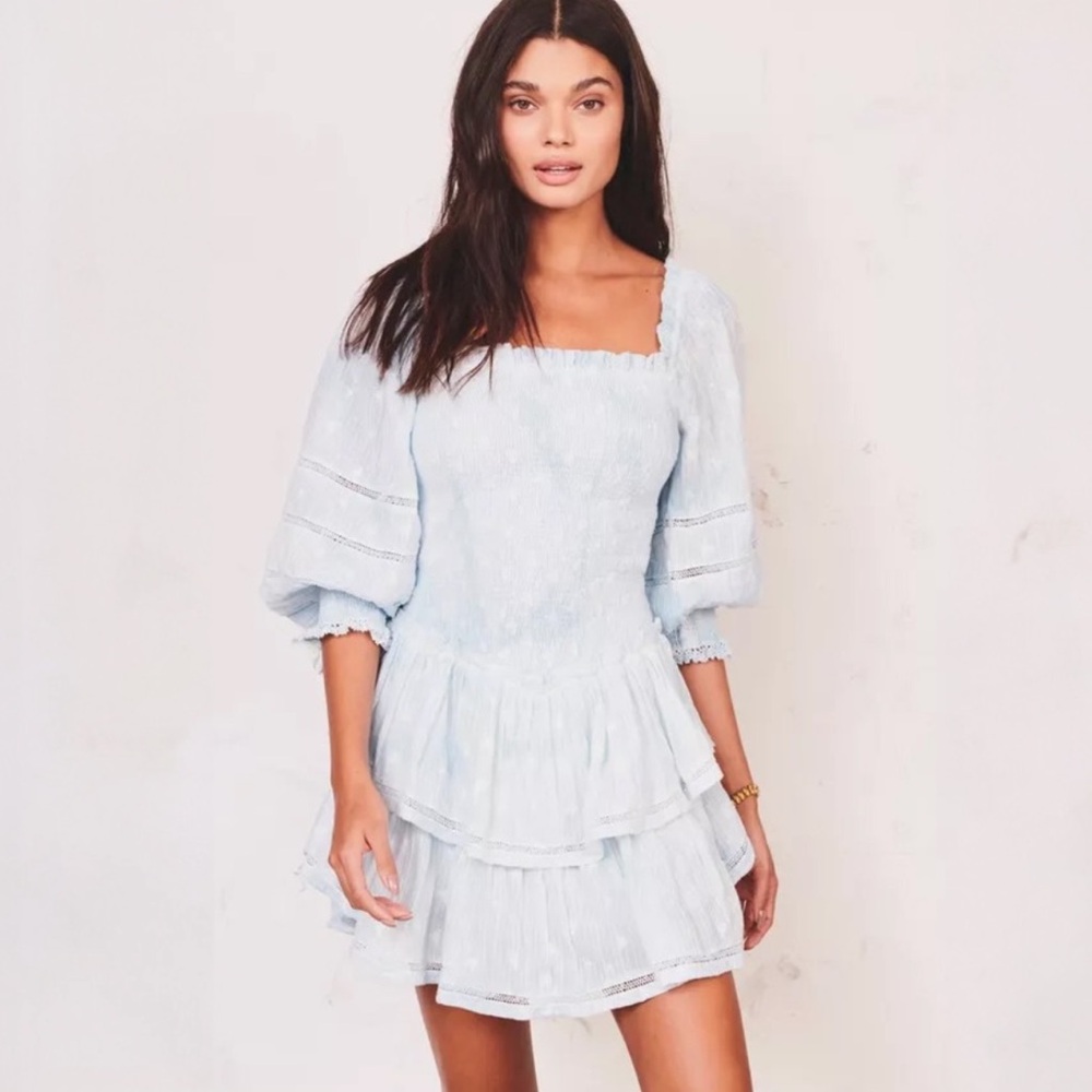 Loveshack Fancy Raelynn smocked mini dress